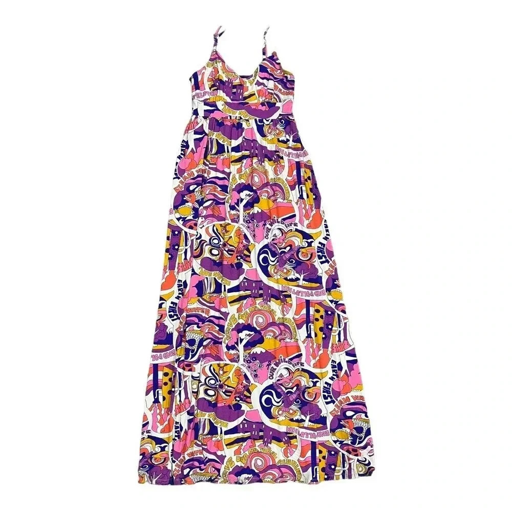 ModCloth Purple Environment Theme Maxi Dress S